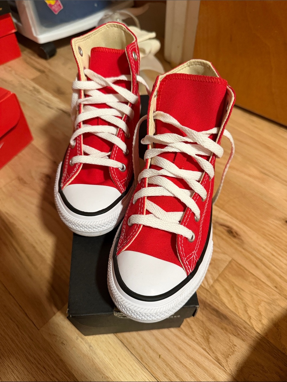 Nike Red High-Top Canvas Sneakers with White Accents